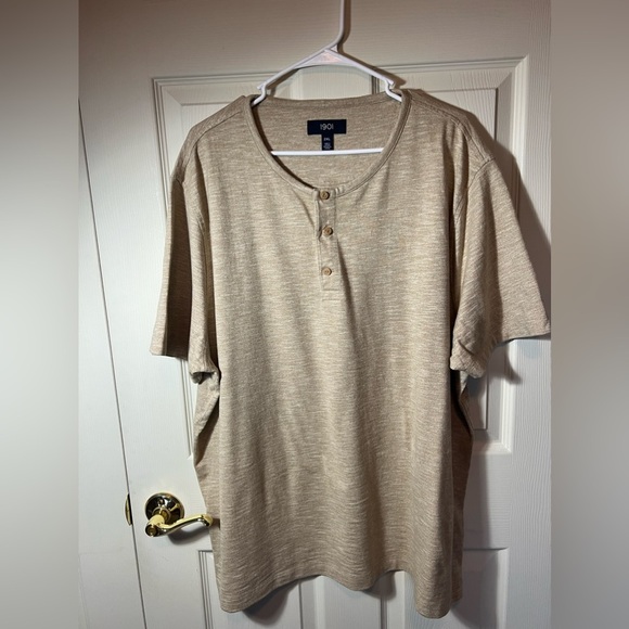 1901 Mens 2XL Short Sleeve Shirt 100% Cotton Tan - Picture 1 of 10